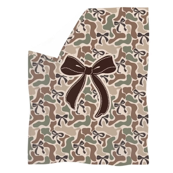 Yuyamidu Bow Camo Throw Blanket, Lightweight Warm Blankets, Home Decor and Gifts, Soft Cozy Blanket for Women Girls Kids, for Bed Couch Travel Office