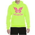 thumbnail image 2 of Wild Bobby, Butterfly Pink Ribbon Faith Hope Love, Breast Cancer Awareness, Unisex Graphic Hoodie Sweatshirt, Safety Green, Medium, 2 of 5