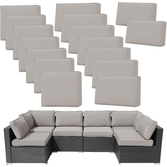 FKS LIFE Patio Cushion Covers Outdoor Patio Cushion Covers with Zipper Waterproof Outdoor Slipcovers 23.6"×23.6"×3.35" (14 pack)