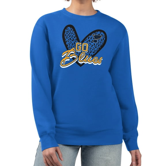 Women's G-III 4Her by Carl Banks Blue St. Louis Blues Animal Print Heart Fleece Pullover Sweatshirt