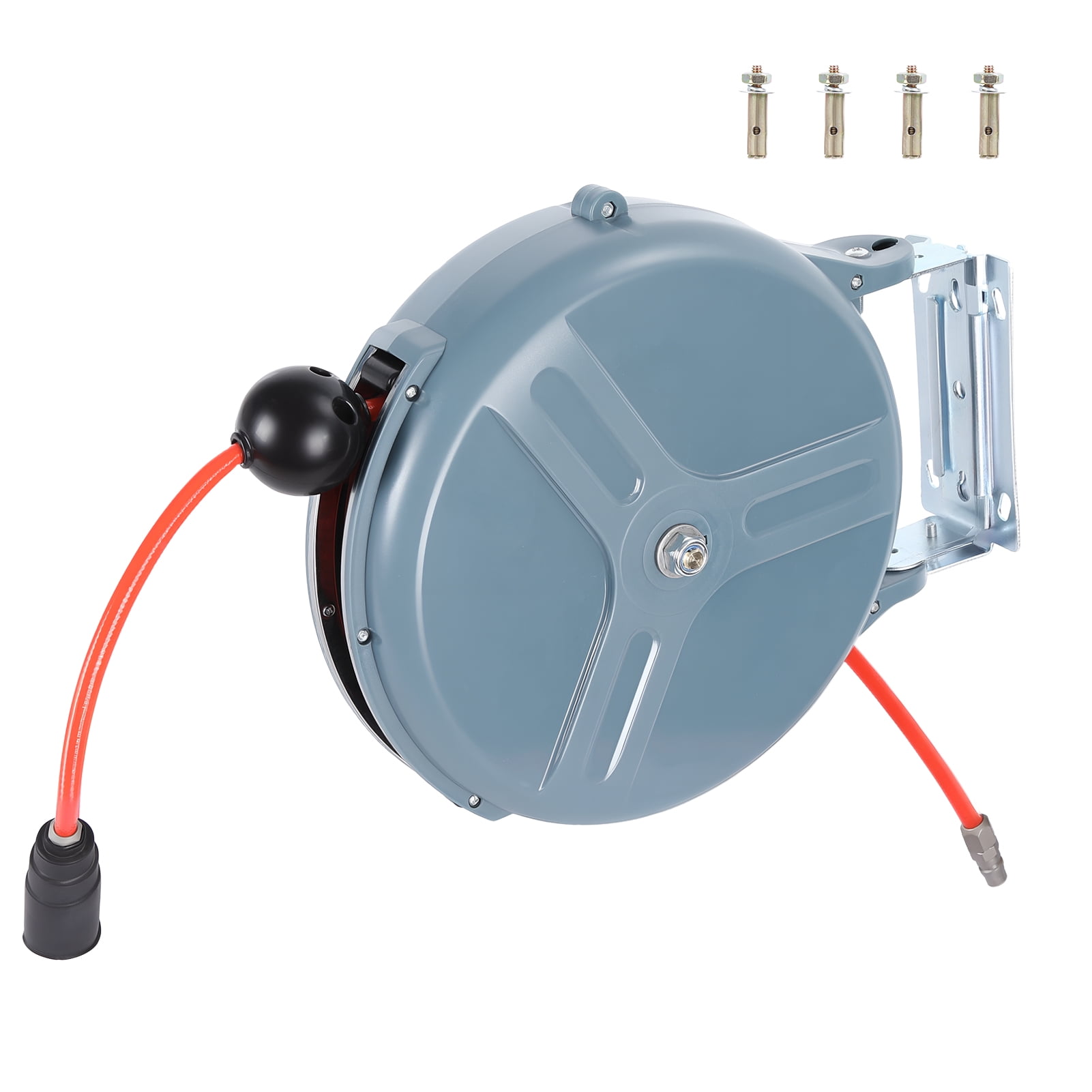 50ft Retractable Air Hose Reel with 3/8" PU Hose, 300 PSI Max Pressure, Heavy Duty Automatic Rewind & Locking Mechanism, Wall/Ceiling Mountable, Lightweight Air Compressor for Garage Workshop