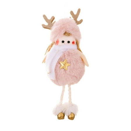 

Christmas Doll Pendant Girl Doll Wide Application Washable Plush Hanging Decorative Snowflake Pattern Cartoon Antlers Xmas Doll Ornaments New Year Gift