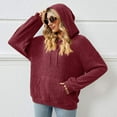 thumbnail image 2 of Knitted Sweater With Hooded Pit Stripe Kangaroo Pocket Sweater, 2 of 10