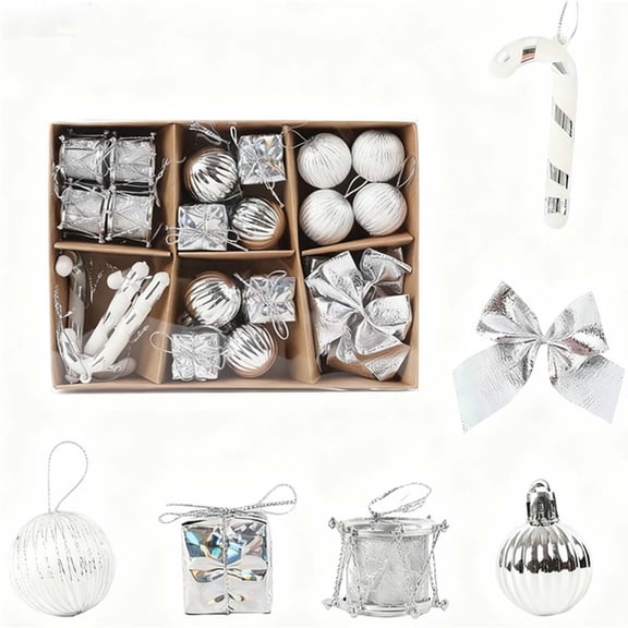 Kcavykas Christmas Gift Wrap Kraft Paper Gift Box Set With Multiple Pouches, Christmas Balls, Bows, Candy Canes and Gift Decorations for Holiday Present Packaging and Party Favors