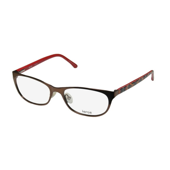 NEW KENSIE ROMANTIC WOMENS/LADIES DESIGNER FULL-RIM BROWN / MULTICOLOR COLOR COMBINATION HIP & CHIC FRAME DEMO LENSES 54-17-135 FLEXIBLE HINGES EYEGLASSES/EYEWEAR