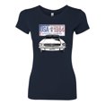 thumbnail image 2 of Wild Bobby, Ford Mustang Country USA 1964 Vintage American License Plate, Cars and Trucks, Women Slim Fit Junior Tee, Navy, Large, 2 of 4