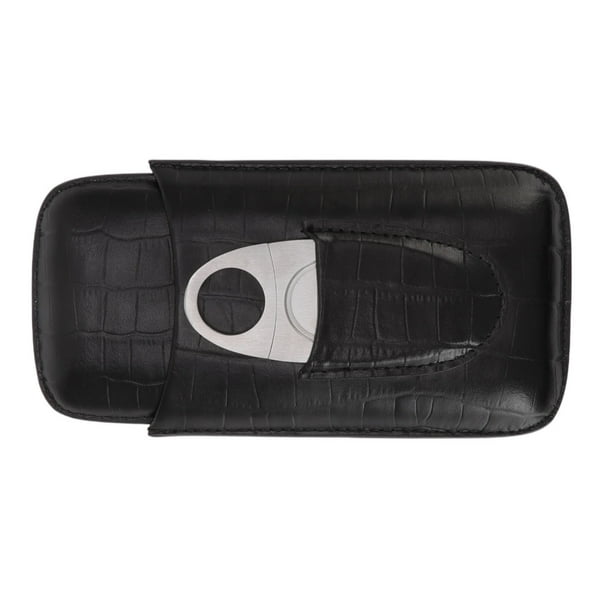 Estuche De Cuero Para Cigarros, Estuche Para Humidificador De Cigarros Negro De Tacto Suave Con Costuras Ajustadas Para Reuniones De Negocios