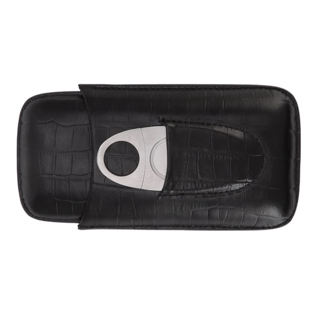 Estuche De Cuero Para Cigarros, Estuche Para Humidificador De Cigarros Negro De Tacto Suave Con Costuras Ajustadas Para Reuniones De Negocios