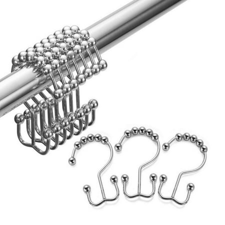 Set Of 12 Hooks Double Shower Curtain Rings Stainless Steel Rust Resistant Metal Glide For Set Of 12 Hooks Double Shower Curtain Rings Stainless Steel Rust Resistant Metal Glide For
