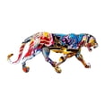 thumbnail image 2 of Estatuilla de Animal Macarena Estatua de Leopardo Decoración de Estante Escultura Artística de Graffiti, 2 of 8