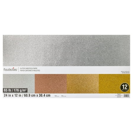 UPC: 0195158589658 | Glitter Neutral 12  x 24  Cardstock Paper by Recollections™  12 Sheets