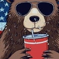 thumbnail image 5 of Autua Bear Sunglasses American Flag Bathroom Shower Curtain Set with Hooks 69"x72, 5 of 7