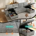 thumbnail image 6 of 122" Oversized U-Shaped Sectional Sleeper Sofa with Corduroy Fabric, 2-in-1 Pull-Out Bed & Double Storage Chaise, Modular Sofa with USB Charging & Adjustable Backrest, Gray, 6 of 9