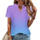 thumbnail image 2 of Camisetas de Verano para Mujeres Casual Camiseta con Cuello en V Botón Arriba Suelto, Camisetas de Mujer Casual para Primavera Verano, 2 of 5