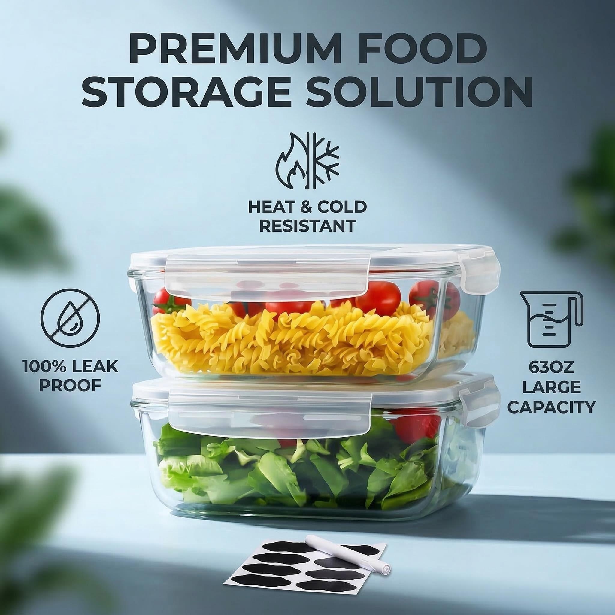 SHIGEER 2-Pack Glass Food Storage Containers, 63 oz photo 5