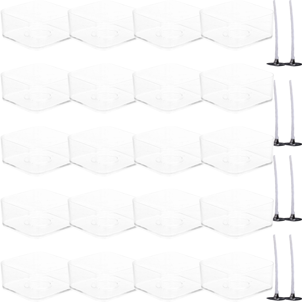 NUOLUX 1 Set of Square Shaped DIY Candle Box with Wicks Plastic Candle