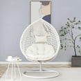 thumbnail image 6 of SUDICA Egg Chair with Stand and Cushion White Rattan 1 Piece for Outdoor Patio, 6 of 11