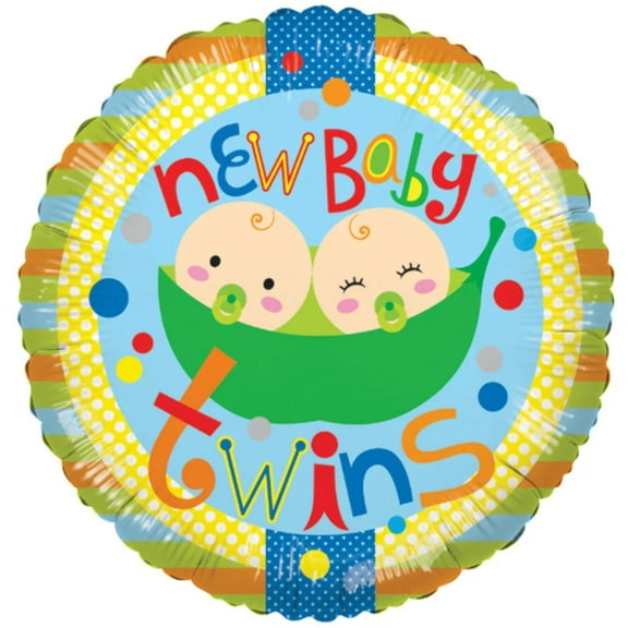 18" NEW BABY TWINS Pea Pod Balloon  Party Supplies Decorations Foil Mylar Balloon