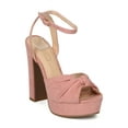 thumbnail image 1 of New Women Faux Suede Peep Toe Knotted Platform Block Heel Sandal - 17992 By Yoki, 1 of 5