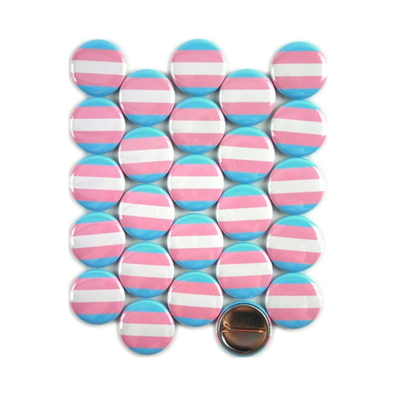 LGBTQ Transgender Pride Flag Pinback Buttons - 1 Inch Round - 25 Pack