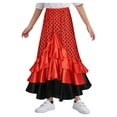 thumbnail image 3 of TiaoBug Kids Girls Polka Dots Layered Ruffle Flamenco Skirt Spanish Folklorico Gypsy Full Circle Dance Skirts Red 6, 3 of 7