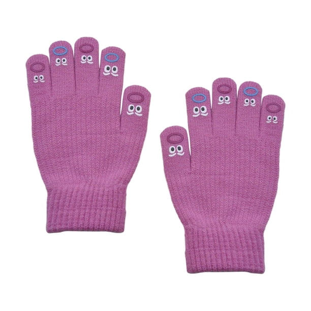 Guantes cálidos de invierno ligeros con dibujos animados para clima frío, mitones de dedos completos para Rosa roja
