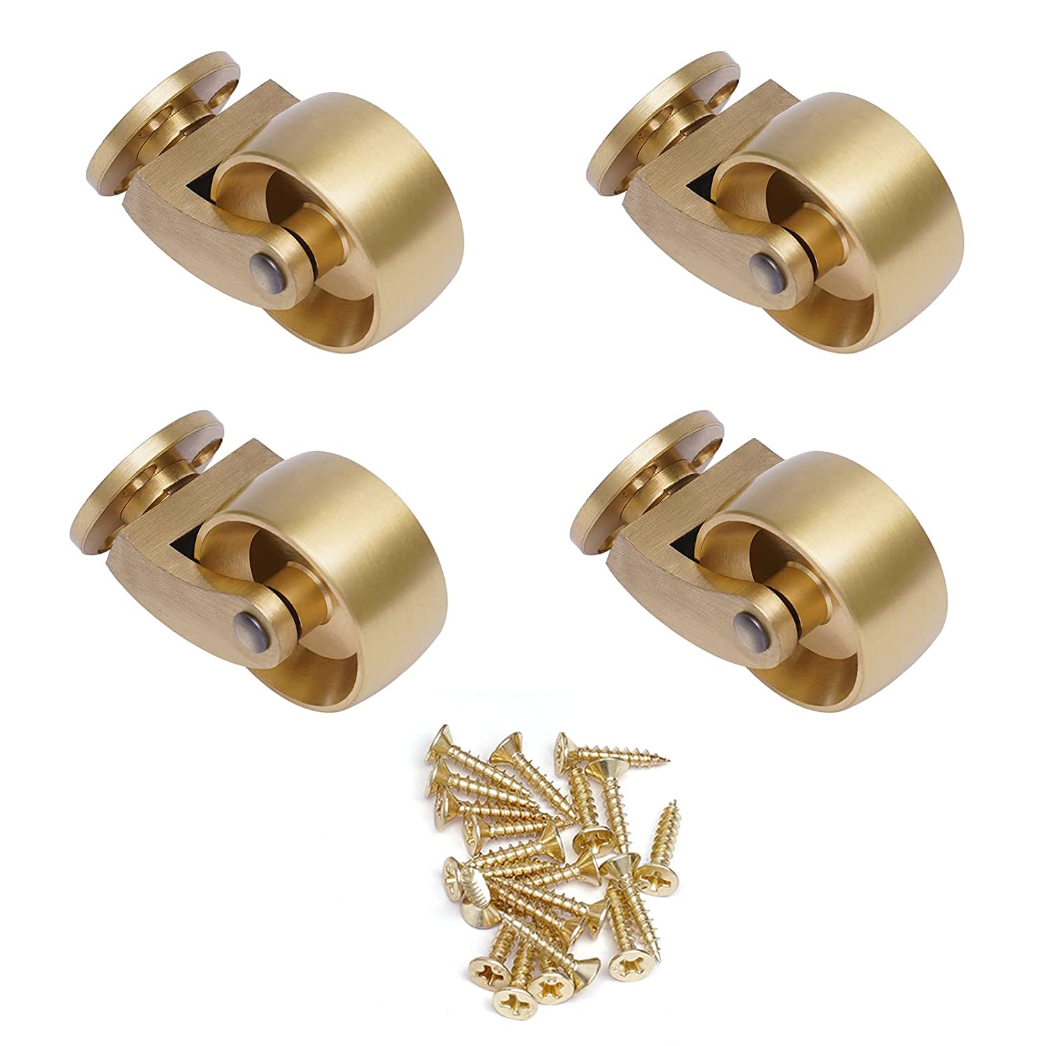 Miumaeov Universal Brass Caster Antique Brass Ball Swivel Wheels 4pcs Furniture Table Swivel Wheel 360 Degree Rotation 2.36 * 1.1 * 2.05in