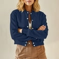 thumbnail image 5 of Women's Fall Winter Long Sleeve Stand Collar Shacket Coat Jacket With Side Pockets Lightweight Warm Casual Daily Wear Travel Loungewear Versatile Layering Piece | CSEONE,Dark Blue XL, 5 of 9