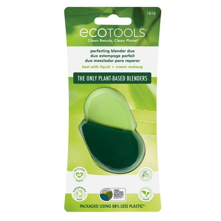 EcoTools Ecofoam Perfect Blender Duo Sponge, 2 Beauty Sponges For Flawless Foundation Coverage, Cruelty Free, Vegan, and Latex Free, 2 Piece Set