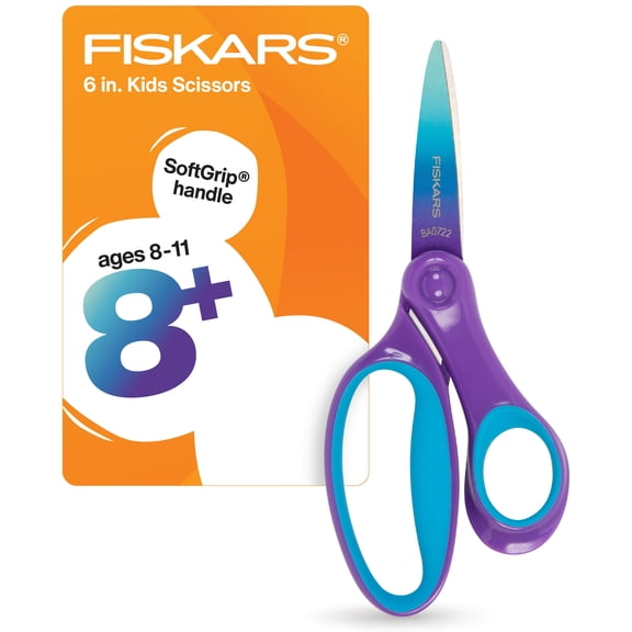 Fiskars 6-inch Kids Scissors, Ages 8 and up, Ombre Purple/Turquoise