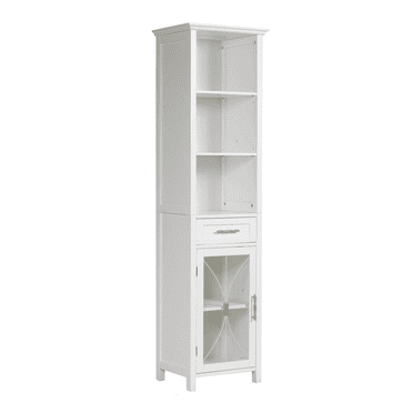 Teamson Home Florence Wooden Linen Tower Cabinet with Storage, White ...