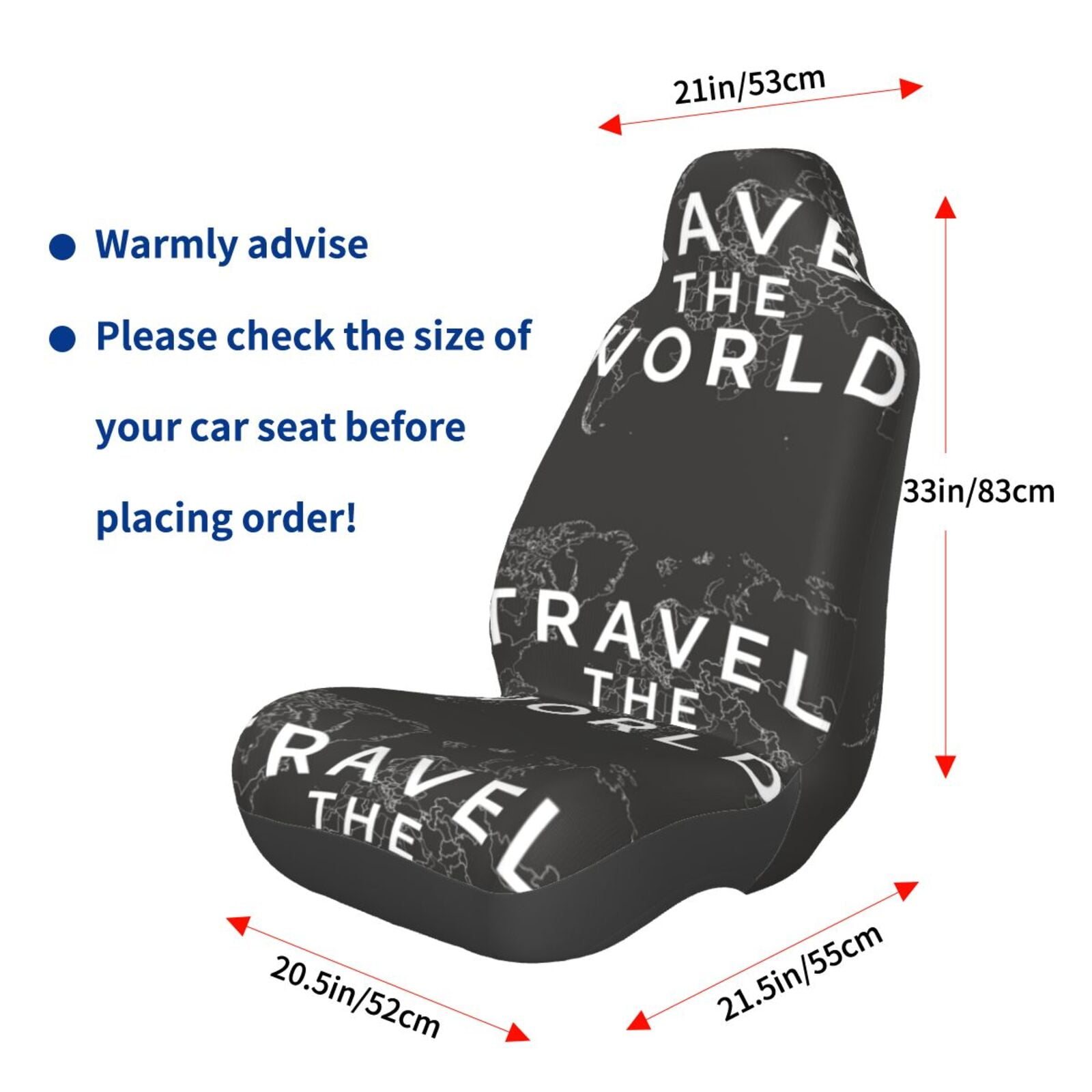Naloa Travel The World1 Car Seat Covers Universal Front Seat Coves for Car Accessories ,Padded Car Covers for Automotive, SUV, Truck, and Van