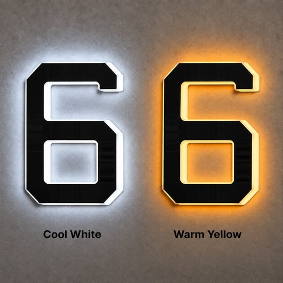 7.5 in Solar LED Address Number Light, Includes 1 House Number or Letter, IP67 Waterproof, Warm & Cool White, Auto Dusk-to-Dawn, 1800mAh Rechargeable Battery for Outdoor Wall, Front Door & Yard