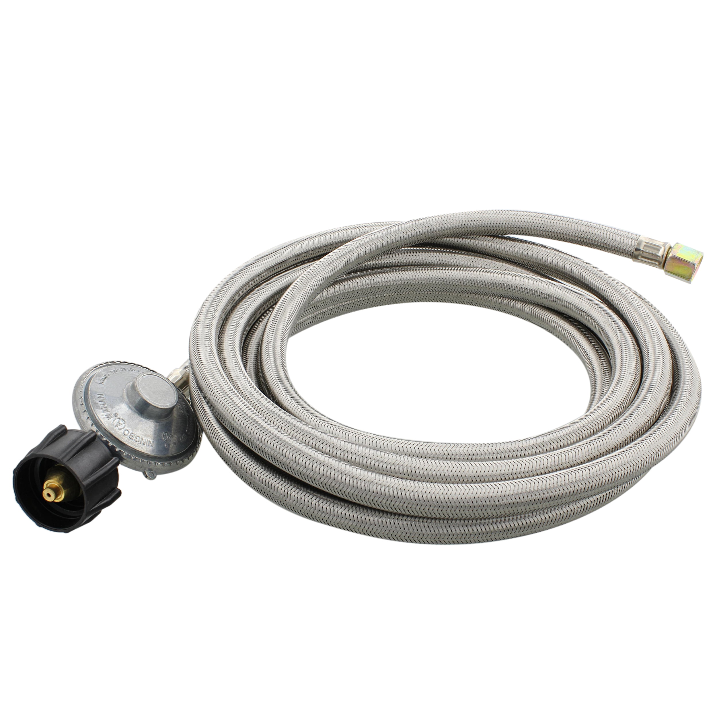 5 ft QCC1 Stainless Steel Braided Propane Adapter Hose with Regulator 