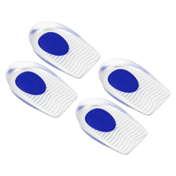Unique Bargains Silicone Heel Support Cup Pads Silicone Cushion Orthotic Insole Ripple Pattern Blue Size 33-39 4Pcs