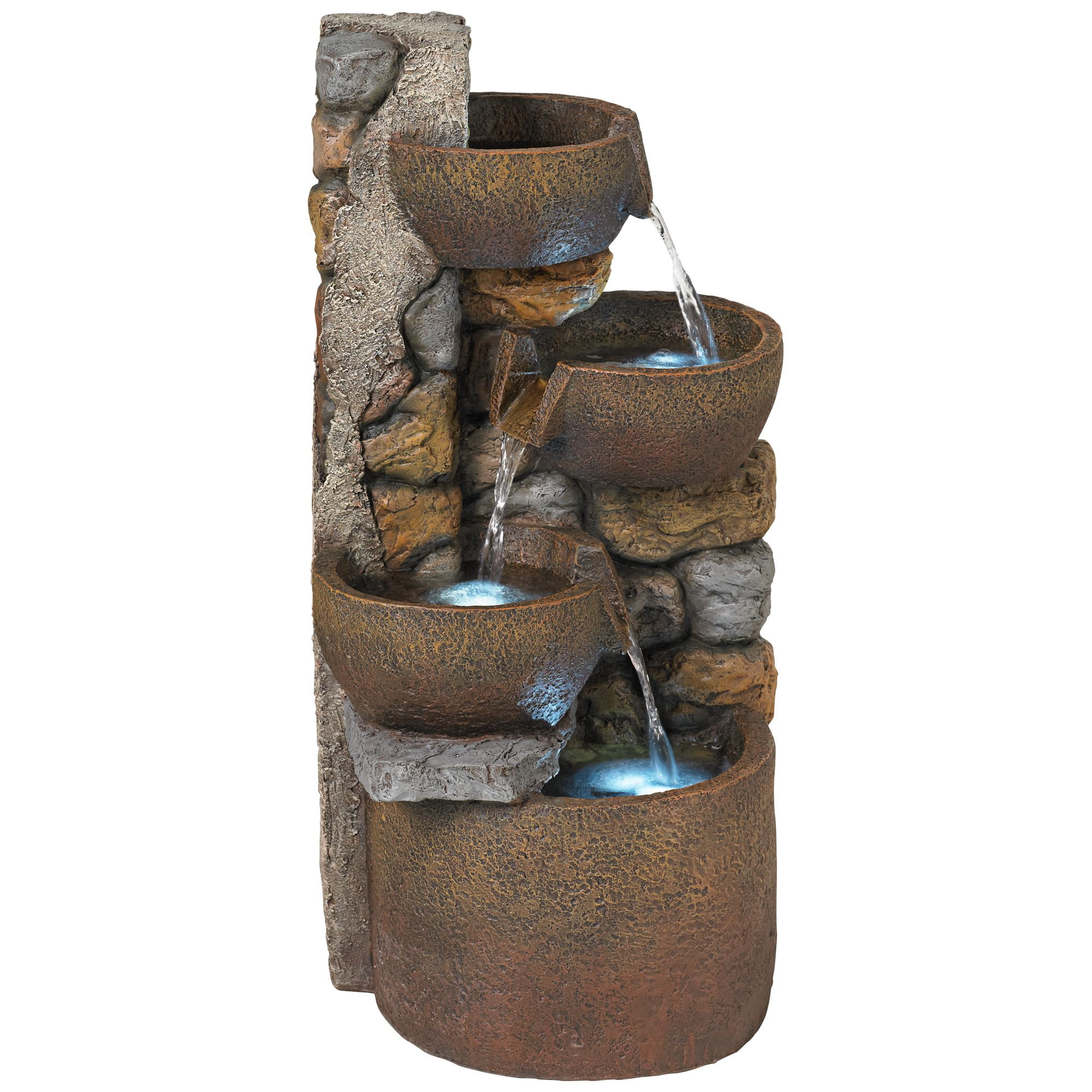 Ashmill Urn 29" High Large Rustic Indoor Outdoor Decor Faux Stone Floor Fountain with Light LED Outside Garden