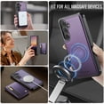 thumbnail image 6 of Allytechgroup for Samsung Galaxy S25 Ultra Case, RIFD Blocking PU Leather Magnetic Wallet Back Cover With Card Slots Cash Pocket Anti-Scratch Shock-Absorbent Protective Case for Women Men, Purple, 6 of 12