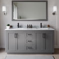 thumbnail image 2 of Wyndham Collection Miranda 66" Wood&Metal Double Bathroom Vanity in Gray/Black, 2 of 7