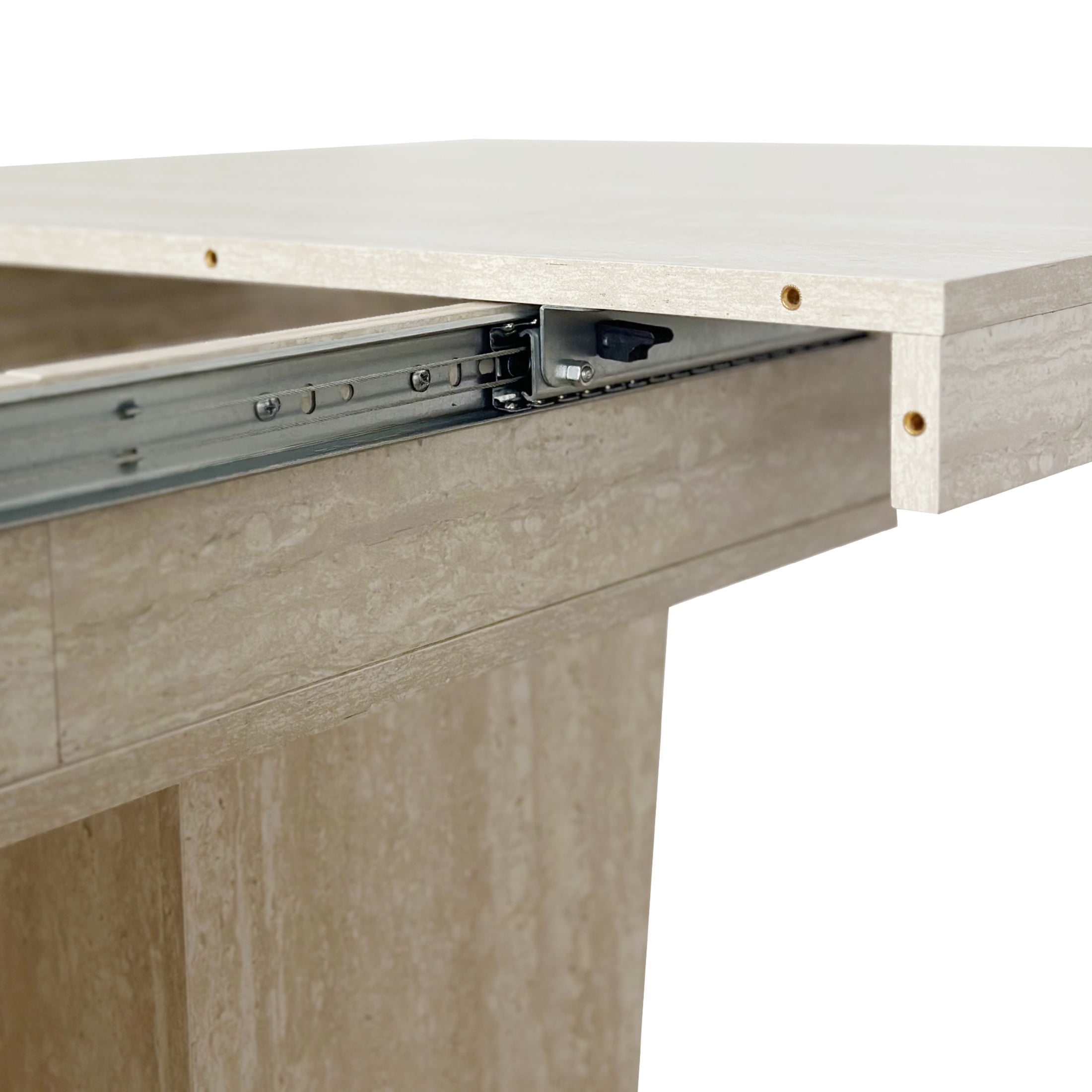 Noble House Brivaro 78.74" Extendable Dining Table, Large Wooden Dual Column Pedestal Table for 6-10, Beige