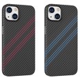 thumbnail image 3 of Étui Compatible avec iPhone 14 Max - Design Mince Absorbant les Chocs avec Finition Mate Premium Protection contre les Chutes - Fibre de Carbone Noir Bleu, 3 of 5