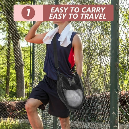 SOPOTUTU Sports Ball Carrier Basketball Carrying Bag Mesh Cloth 1Pack Rectangular Body for Fan Gear
