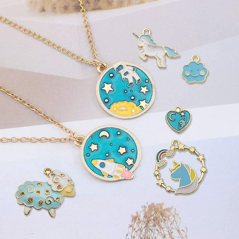 Bueautybox 31pcs Mixed Enamel Charms for Jewelry Making Pendants Colorful  DIY Pendant Necklace Earrings Bracelet Crafting