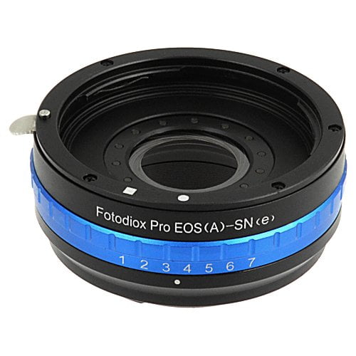 Fotodiox Pro Lens Mount Adapter with Built-in De-Clicked Iris - Canon EOS EF (NOT EF-S Lens) Lens to Sony E-Series System (NEX) Camera Adapter, fits Sony Alpha a7, a7r, a7s, NEX-3, NEX-5, NEX-C3, NEX-