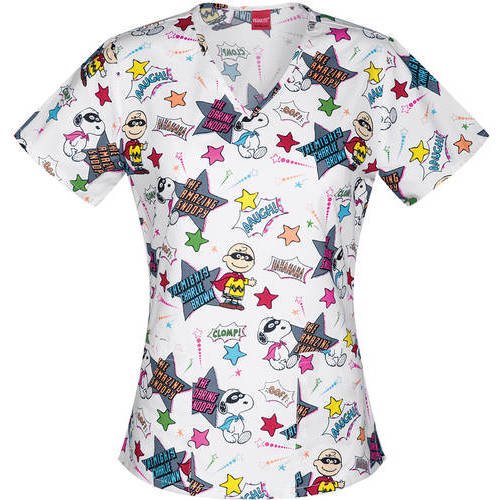 Snoopy Women S Fashion Collection The Amazing Snoopy Print V Neck Scrub Top Walmart Com