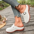 thumbnail image 3 of Rokment Women's Orthopedic Backless Sandals Beach Casual Buckles Closed Toe Arch Support Wedge Clogs Comfortable Platform Walking Mules Boho Retro Chunky Heels Dressy Slip on Slides White Size 8.5, 3 of 4