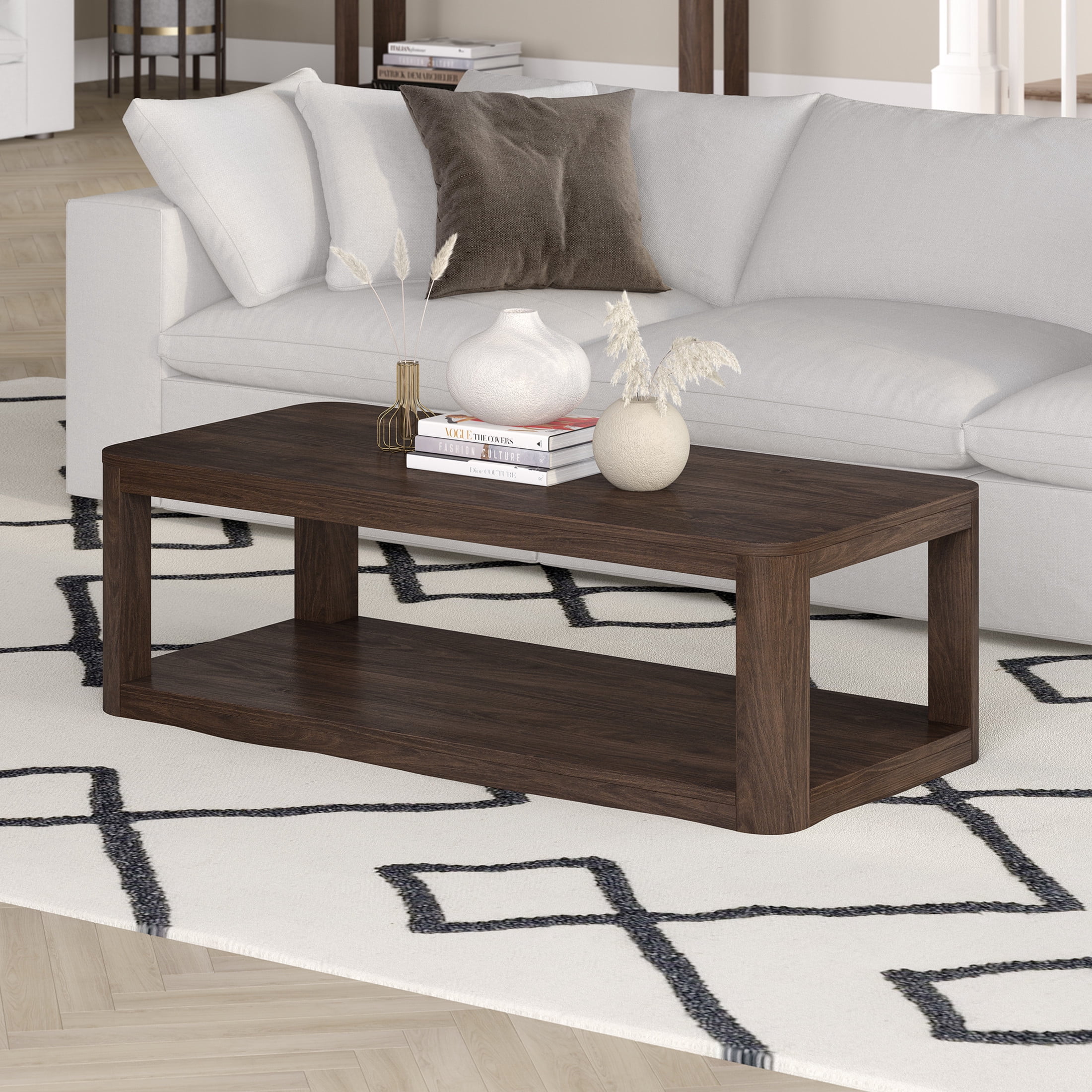 Evelyn&Zoe Modern/Contemporary 47" Wide Alder Brown Coffee Table