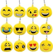 12 PCs Filled Easter Eggs with Plush Emoji, 2.25â€ Bright Colorful Easter Eggs Prefilled with Variety Plush Emoji