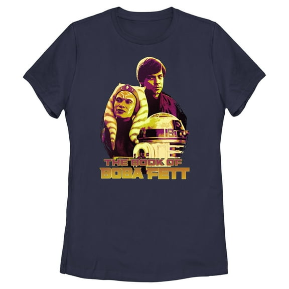 Women's Star Wars: The Book of Boba Fett R2-D2, Skywalker, Tano Old Friends Graphic Tee Navy Blue X Large