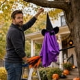 thumbnail image 4 of Halloween Ghost Riding Broom Decoration, Hanging Witch Hat Ghost Decor with Broomstick Design Lightweight Structure And Easy Suspension, Festive Decoration, Spooky Halloween Decorations, 4 of 6