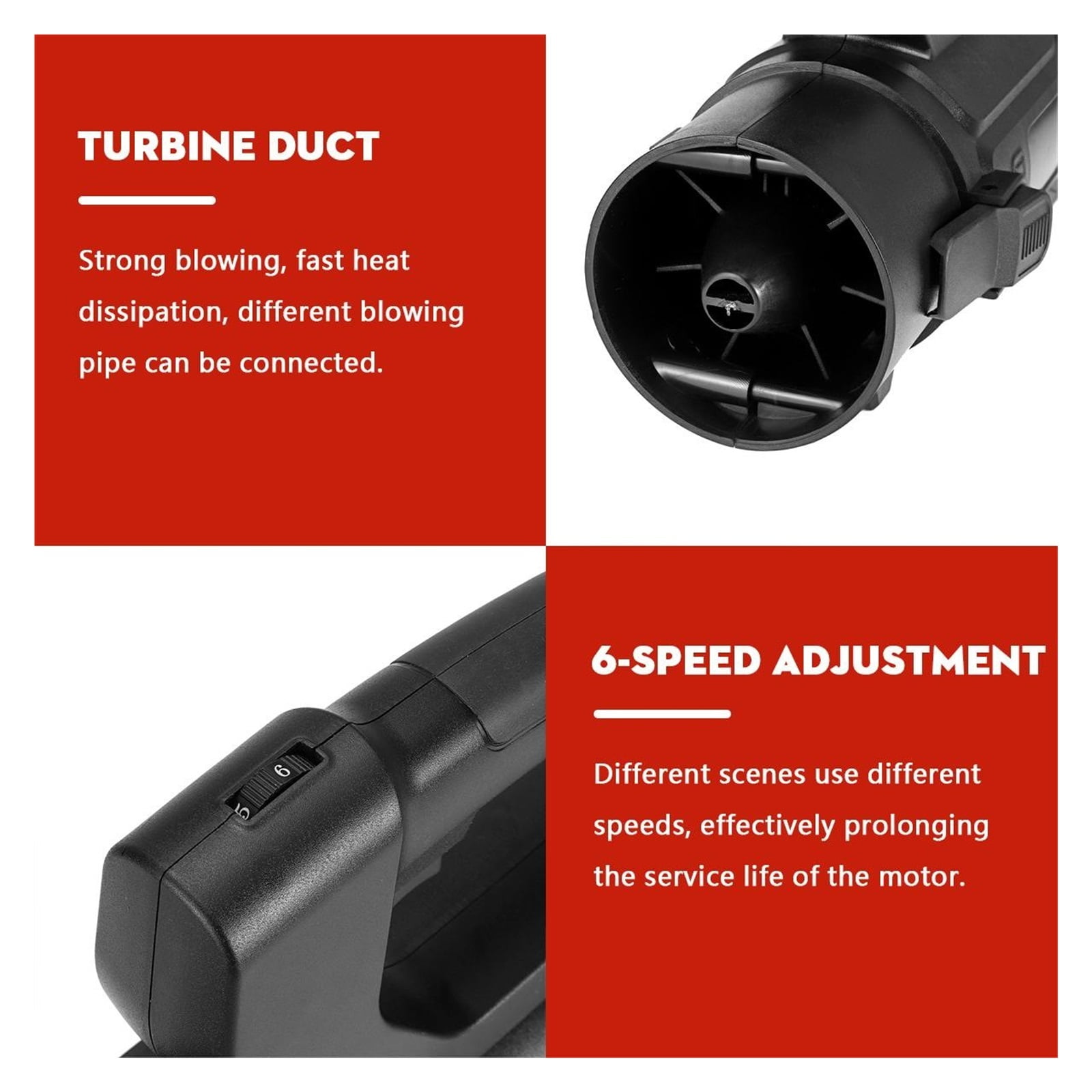 2000W 6 Gear Cordless Leaf Blower， Cordless Blower Wind Pressure Electric Air Blower， Sweeper Garden Tools For 18V Battery